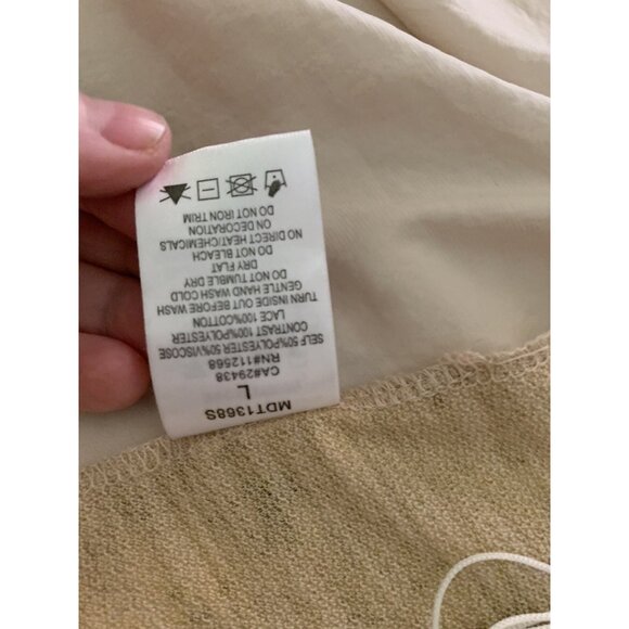 Miss Me Womens Large Beige Fringe Back Crocheted Sexy Cut Sleeve Shirt Blouse - Picture 11 of 12